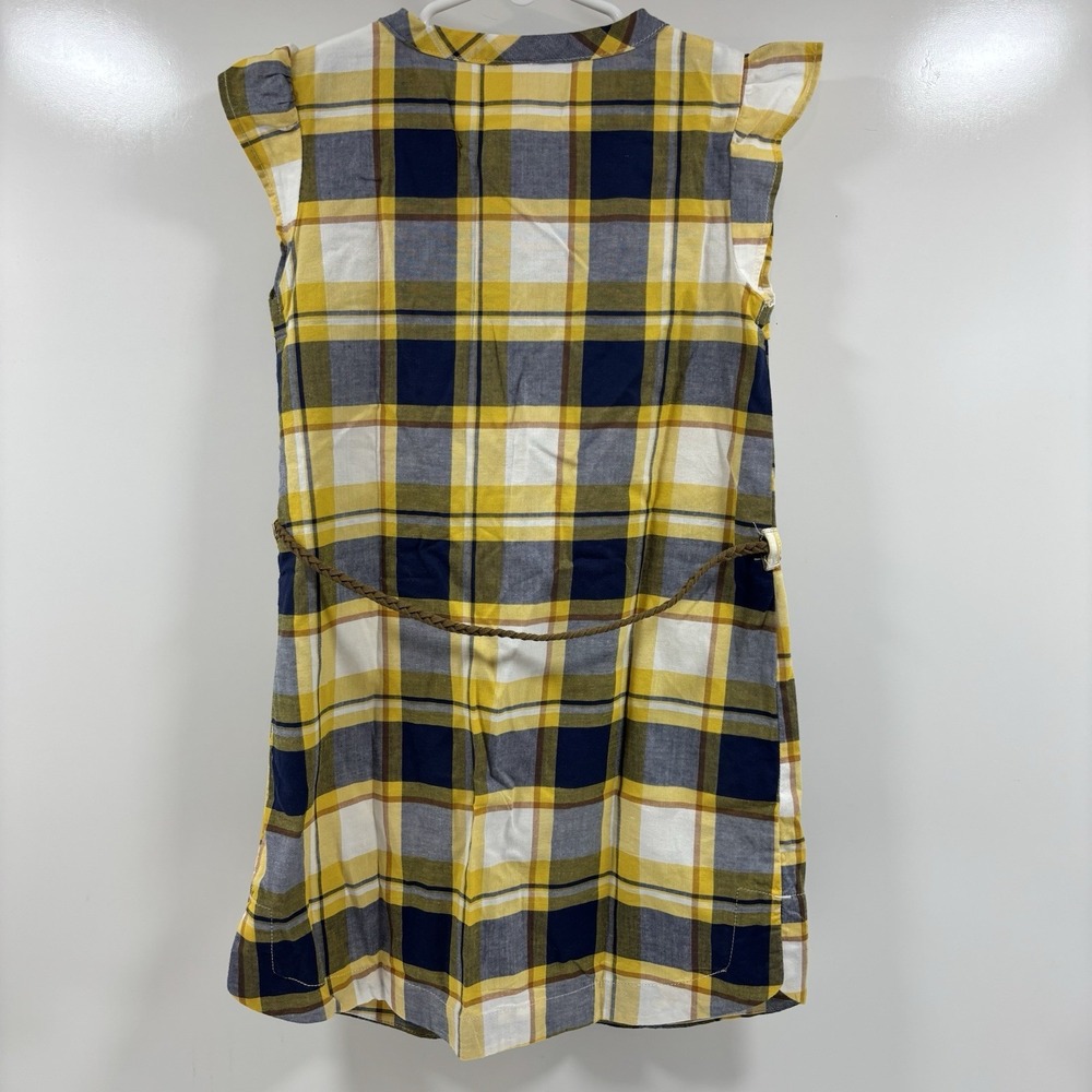 Carter's Plaid Belted Tunic Top Girls 5t Yellow Blue Ruffle Cowgirl Fall Buttons - Picture 5 of 6